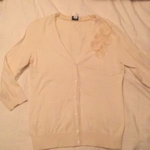 LOFT off white 3/4 sleeve cardigan sweater.